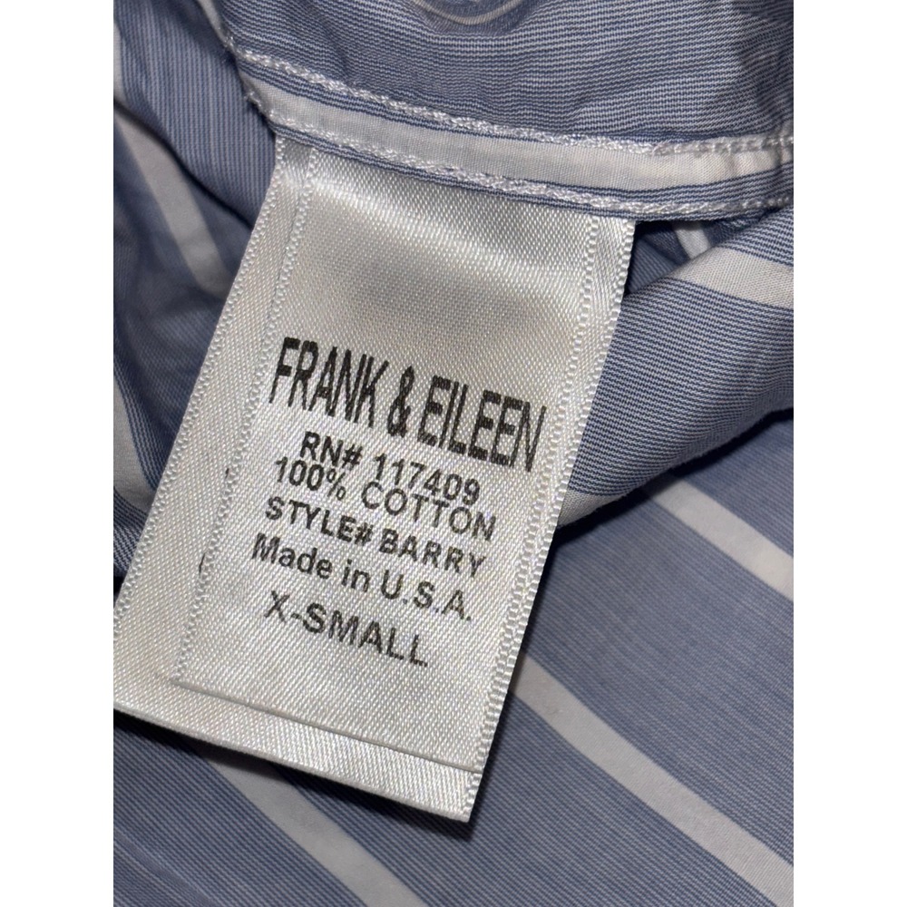 Frank & Eileen Barry Blue White Striped Button Down Shirt XS Italian Poplin USA - Picture 5 of 9